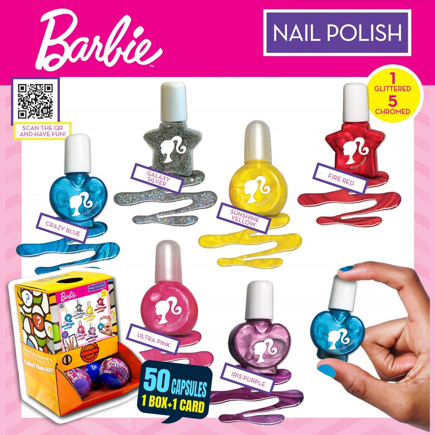 Barbie Nail Polish Countertop Capsule Display(65mm L18)