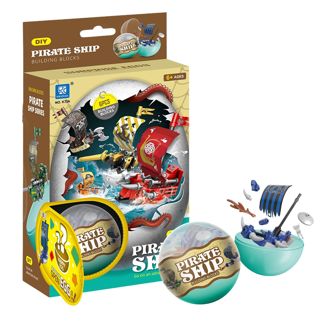 Brick Pirate Ship 6pc capsule box(65mm)