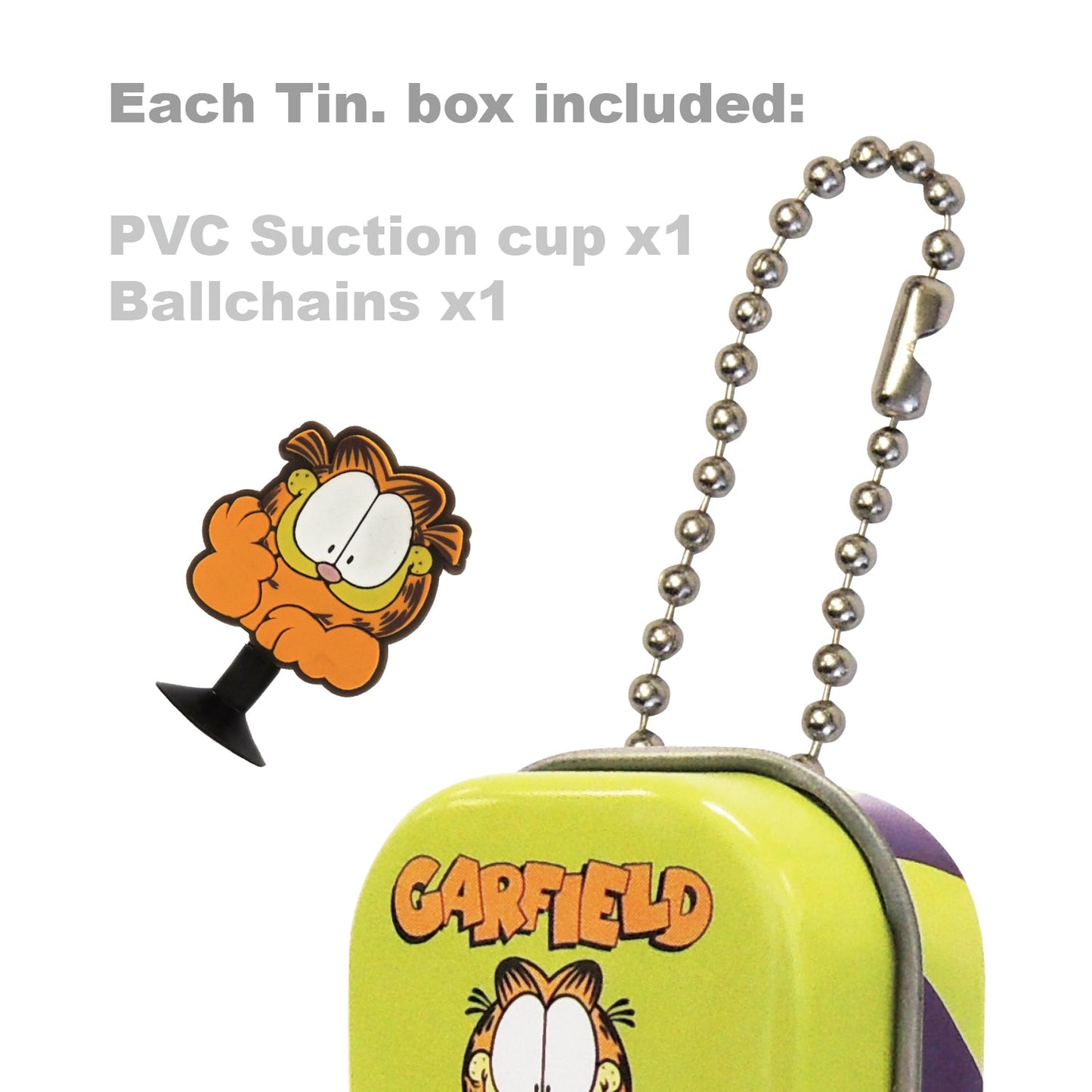 Garfield Tin Box & PVC Suction Cup in 50mm capsule