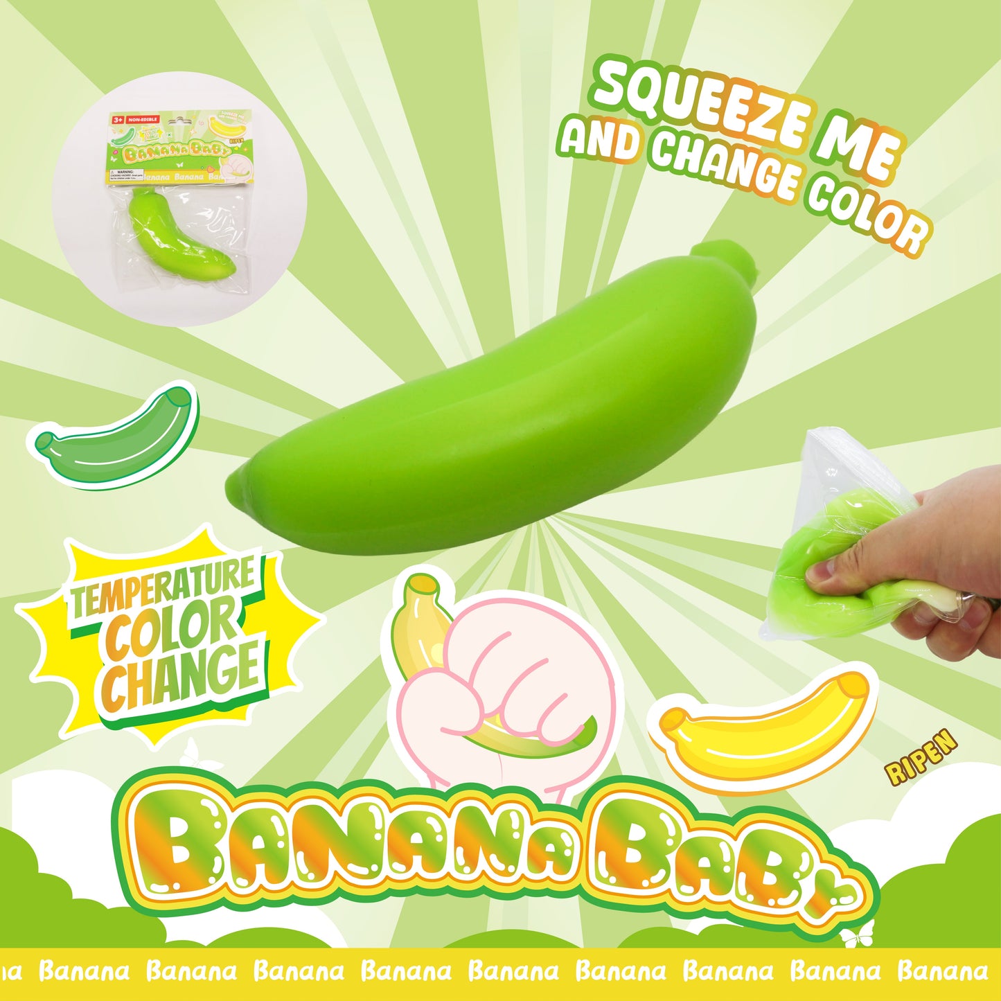 Squeeze Banana Baby with Temperature Color Change w/display