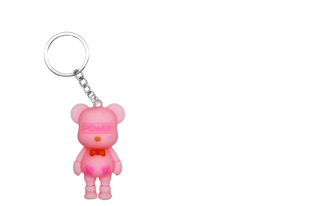 BOWTIE BEAR PVC FIGURE KEYCHAIN IN 65MM CAPSULE