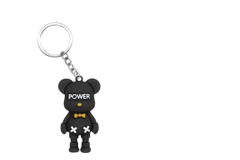 BOWTIE BEAR PVC FIGURE KEYCHAIN IN 65MM CAPSULE