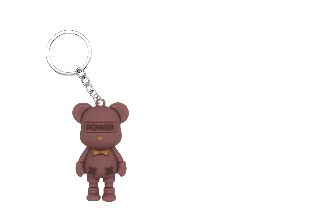 BOWTIE BEAR PVC FIGURE KEYCHAIN IN 65MM CAPSULE