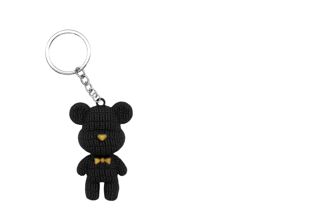 Knitted Bear PVC Figure Keychain  in 65mm capsule