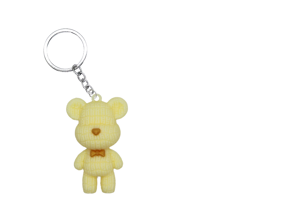 Knitted Bear PVC Figure Keychain  in 65mm capsule