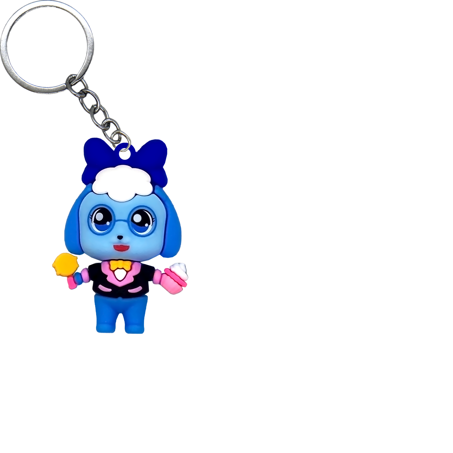 Puppy Feasting PVC Figure Keychain in 65mm capsule