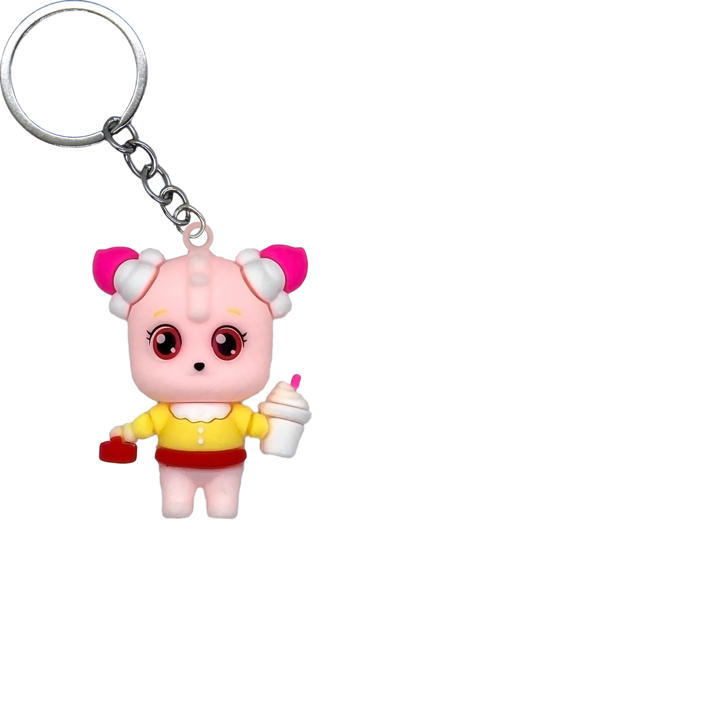 Puppy Feasting PVC Figure Keychain in 65mm capsule