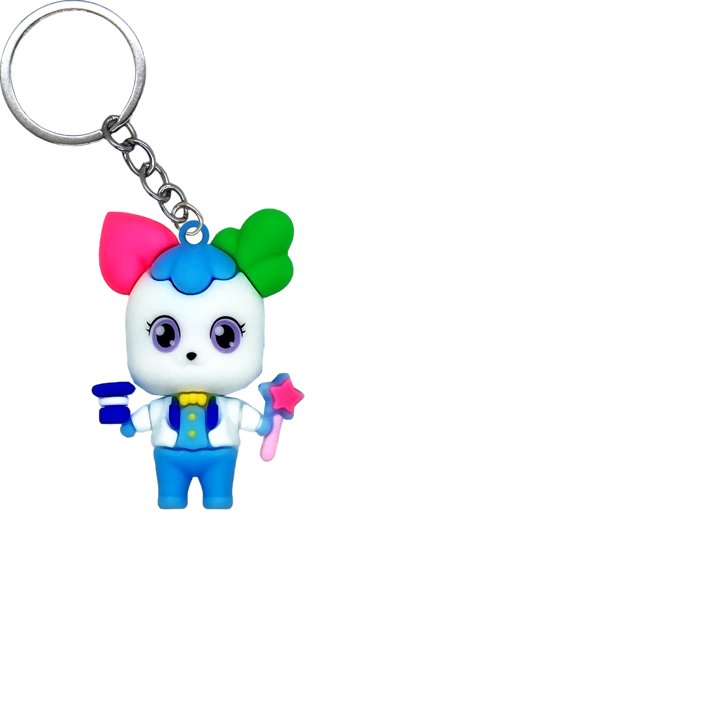 Puppy Feasting PVC Figure Keychain in 65mm capsule