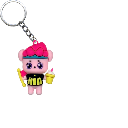 Puppy Feasting PVC Figure Keychain in 65mm capsule