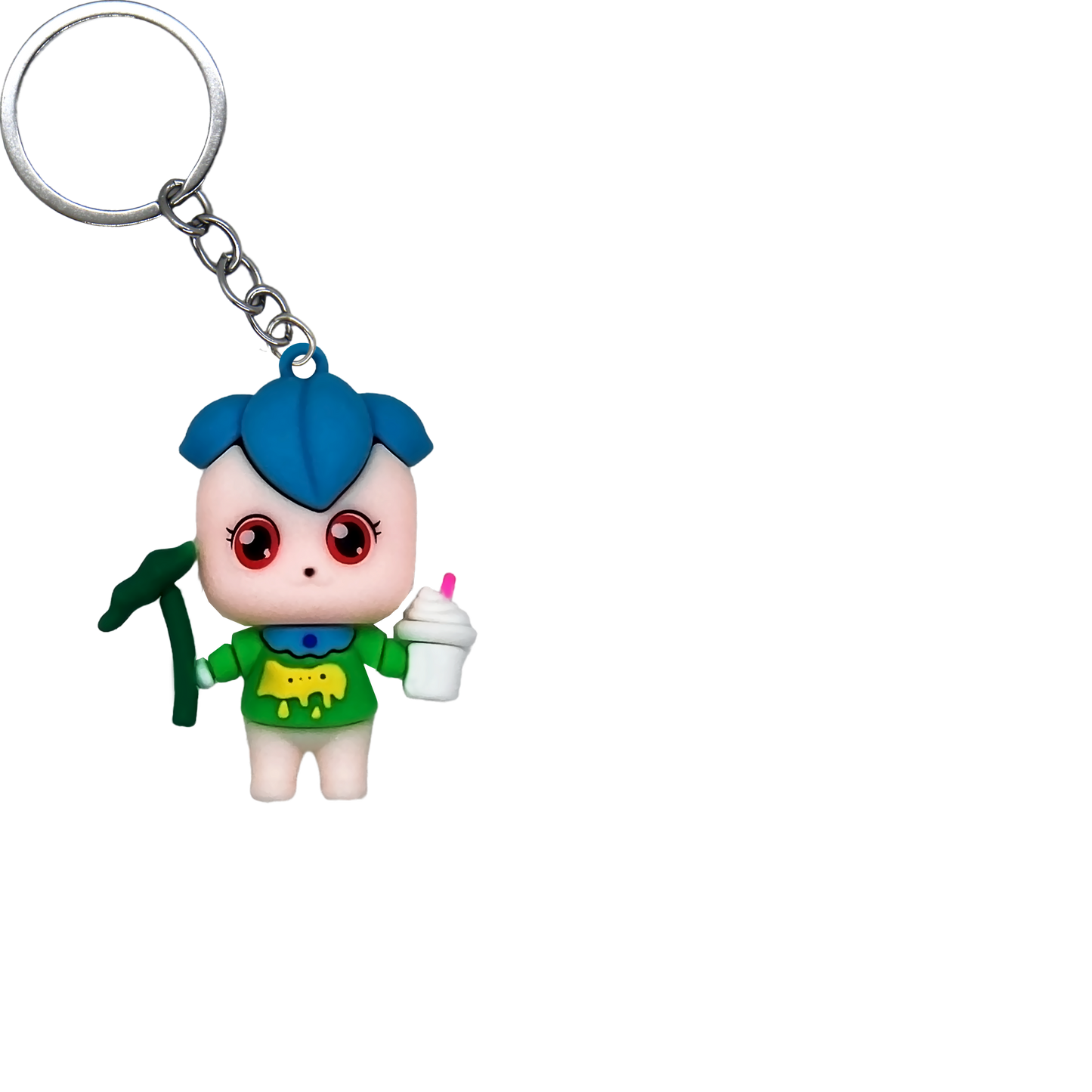 Puppy Feasting PVC Figure Keychain in 65mm capsule