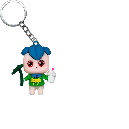 Puppy Feasting PVC Figure Keychain in 65mm capsule