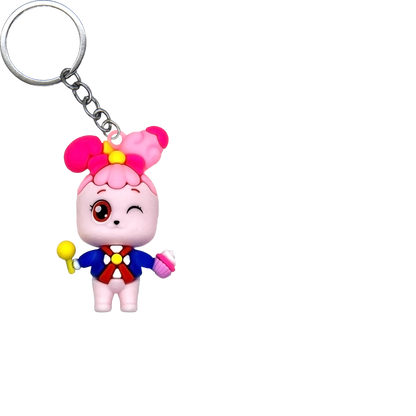 Puppy Feasting PVC Figure Keychain in 65mm capsule