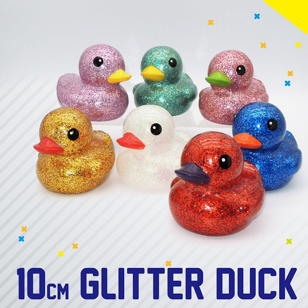 10cm Glitter Duck with Cardboard Box, 7 Colors