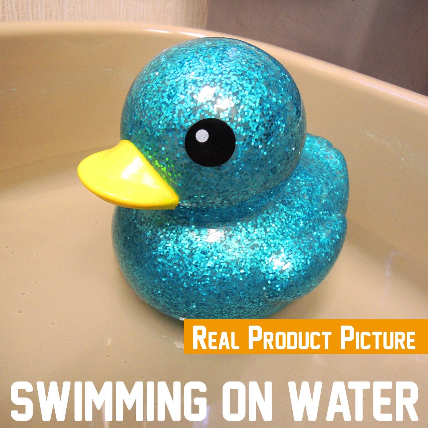10cm Glitter Duck with Cardboard Box, 7 Colors