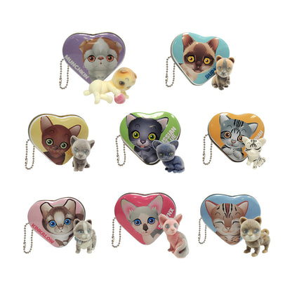 Kitty figure w/heart shape tin box in 50mm cap