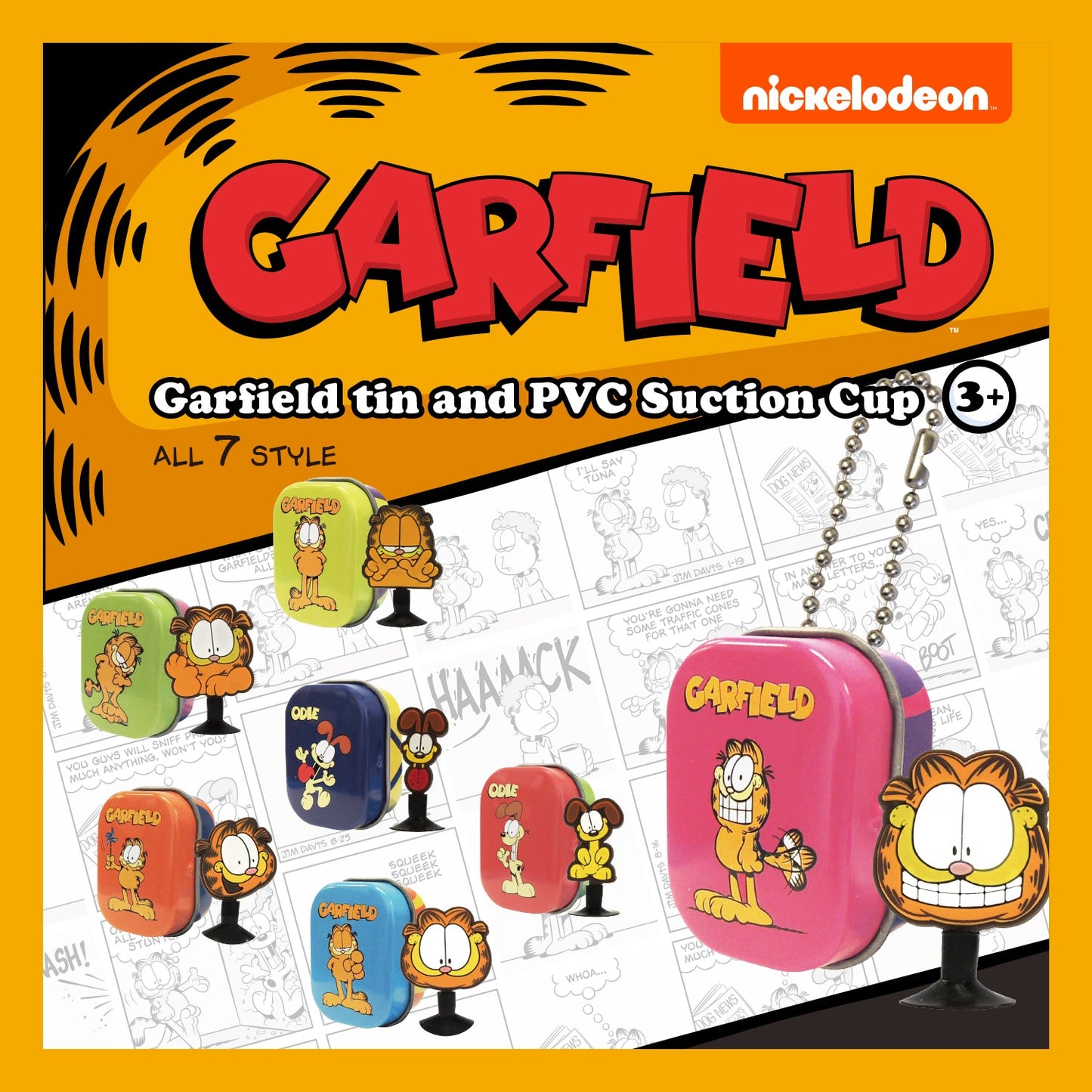 Garfield Tin Box & PVC Suction Cup Bulk 8pcs/bag