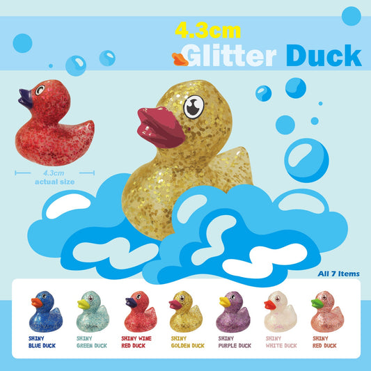 4.3cm Glitter Duck, 7 color Bulk